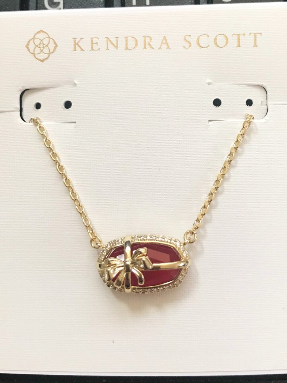 Kendra Scott Elisa Gold Tone Bow Necklace In Burgundy